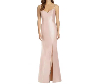 Alfred Sung Satin Trumpet Sweetheart Neck Dress In Cameo Pink