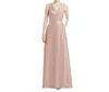 Alfred Sung Satin Twill Full Sleeveless Gown In Toasted Sugar In Pink