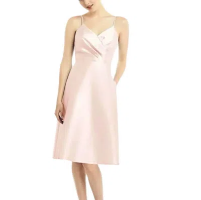 Alfred Sung Satin Twill V-neck Cocktail Dress In Blush In Pink