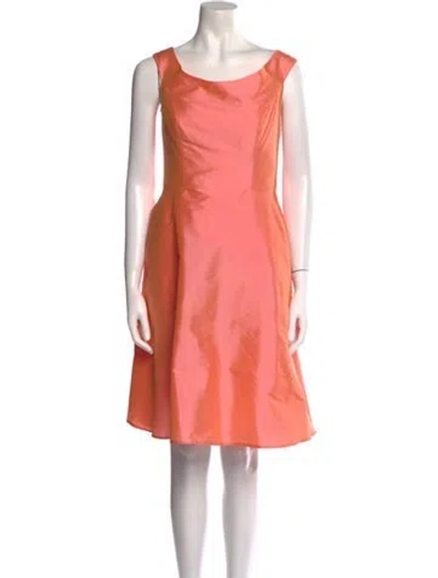 Pre-owned Alfred Sung Scoop Neck Knee-length Dress In Orange