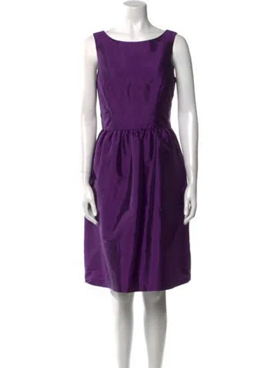 Pre-owned Alfred Sung Scoop Neck Knee-length Dress In Purple