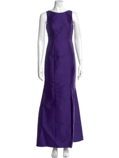Pre-owned Alfred Sung Scoop Neck Long Dress In Purple