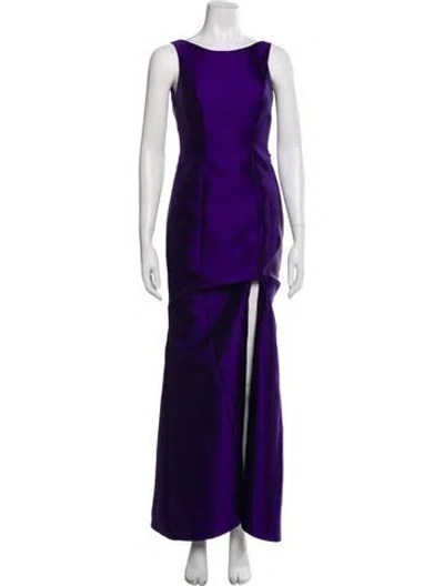 Pre-owned Alfred Sung Scoop Neck Long Dress In Purple