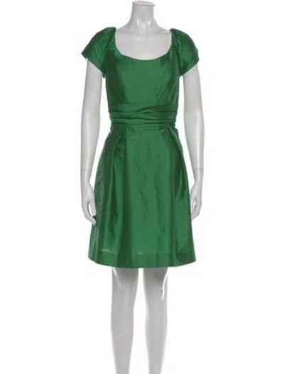 Pre-owned Alfred Sung Scoop Neck Mini Dress In Green