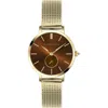 Alfred Sung Serentiy Stainless Steel Bracelet Watch, 33mm In Rosegold Strap Brown Dial