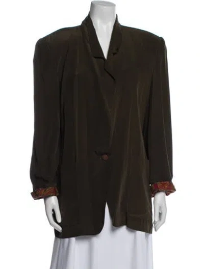 Pre-owned Alfred Sung Silk Blazer In Green