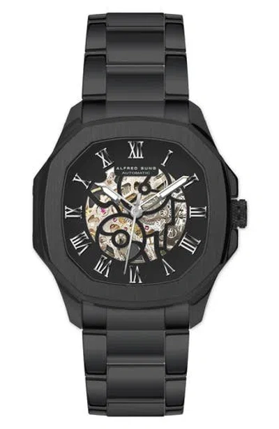 Alfred Sung Skeleton Dial Automatic Bracelet Watch, 42mm In Black