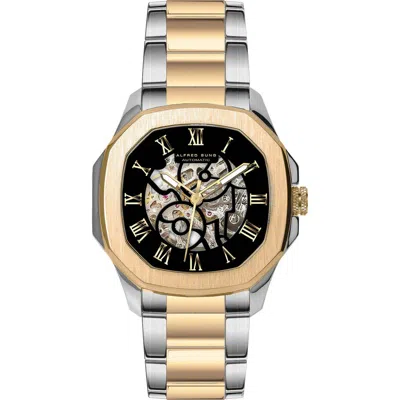 Alfred Sung Skeleton Dial Automatic Bracelet Watch, 42mm In Black/ Two Tone