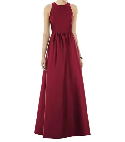 Alfred Sung Sleeveless Keyhole Back Dress In Burgundy In Red