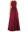 Alfred Sung Sleeveless Keyhole Back Dress In Burgundy In Red