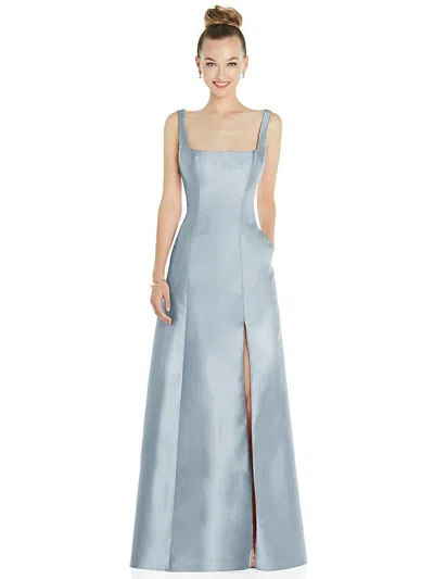 Alfred Sung Sleeveless Square-neck Princess Line Gown With Pockets