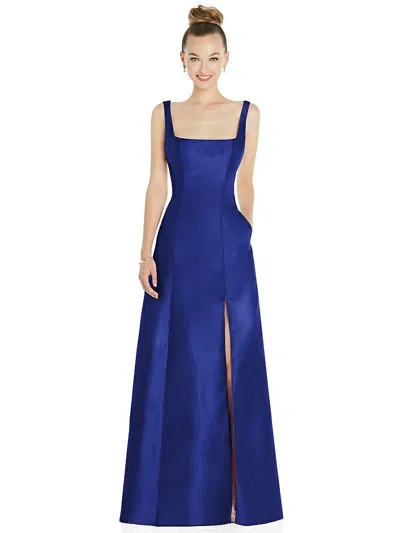 Alfred Sung Sleeveless Square-neck Princess Line Gown With Pockets