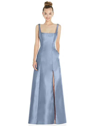 Alfred Sung Sleeveless Square-neck Princess Line Gown With Pockets