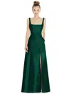 Alfred Sung Square Neck Satin A-line Gown
