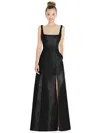 Alfred Sung Sleeveless Square-neck Princess Line Gown With Pockets In Black