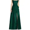Alfred Sung Sleeveless Square-neck Princess Line Gown With Pockets In Green