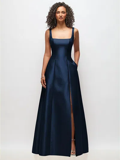 Alfred Sung Sleeveless Square-neck Princess Line Gown With Pockets