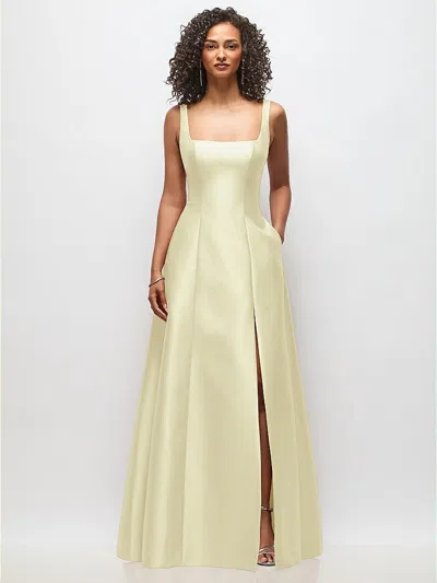 Alfred Sung Sleeveless Square-neck Princess Line Gown With Pockets