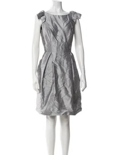 Pre-owned Alfred Sung Square Neckline Knee-length Dress In Grey