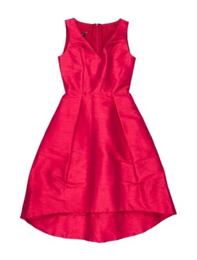 Pre-owned Alfred Sung Square Neckline Knee-length Dress In Metallic/pink