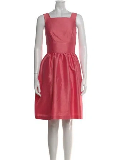 Pre-owned Alfred Sung Square Neckline Knee-length Dress In Pink