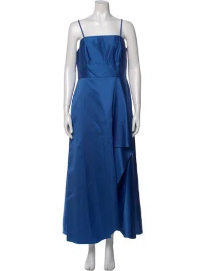 Pre-owned Alfred Sung Square Neckline Long Dress In Blue