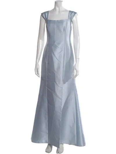Pre-owned Alfred Sung Square Neckline Long Dress In Blue