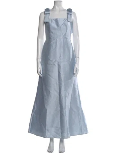 Pre-owned Alfred Sung Square Neckline Long Dress In Blue