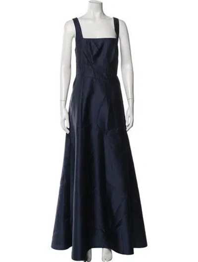 Pre-owned Alfred Sung Square Neckline Long Dress In Blue
