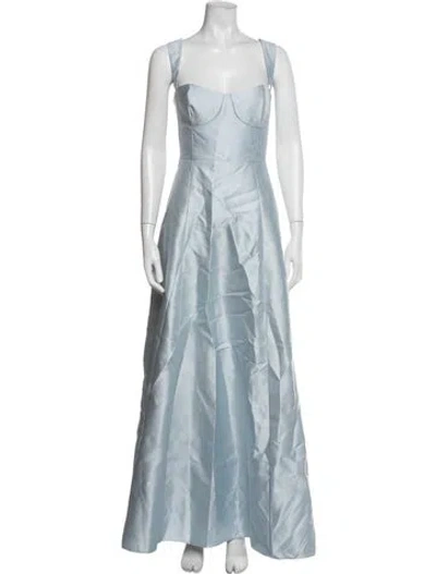 Pre-owned Alfred Sung Square Neckline Long Dress In Blue