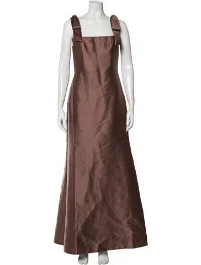 Pre-owned Alfred Sung Square Neckline Long Dress In Brown