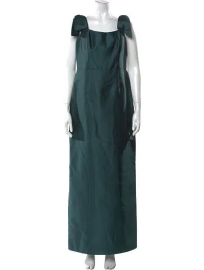 Pre-owned Alfred Sung Square Neckline Long Dress In Green