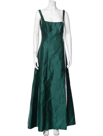 Pre-owned Alfred Sung Square Neckline Long Dress In Green