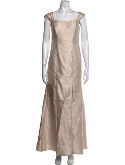 Pre-owned Alfred Sung Square Neckline Long Dress In Neutrals