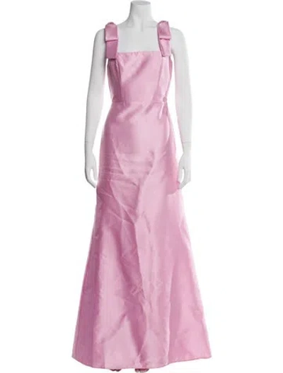Pre-owned Alfred Sung Square Neckline Long Dress In Pink