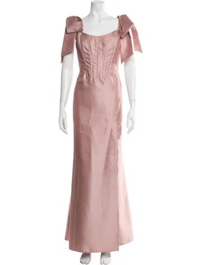 Pre-owned Alfred Sung Square Neckline Long Dress In Pink
