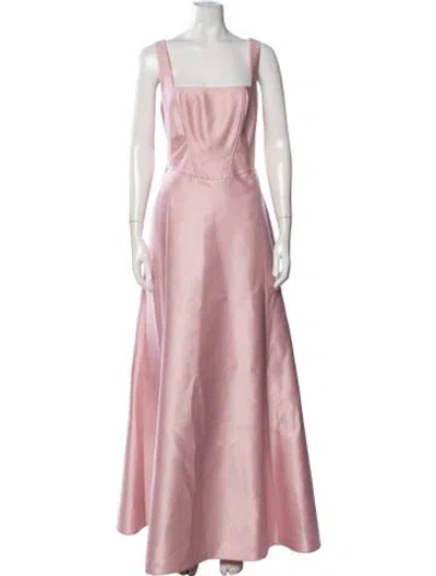 Pre-owned Alfred Sung Square Neckline Long Dress In Pink