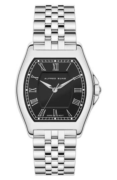 Alfred Sung Stainless Steel Bracelet Watch In Black