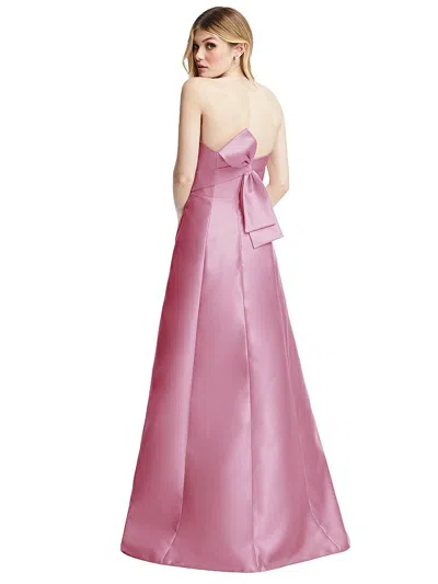 Alfred Sung Strapless A-line Satin Gown With Modern Bow Detail