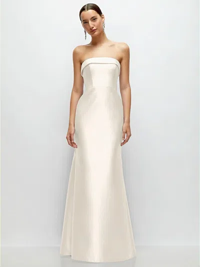Alfred Sung Strapless Cuff Neckline Satin Trumpet Gown In Metallic