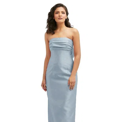 ALFRED SUNG STRAPLESS DRAPED BODICE COLUMN DRESS WITH OVERSIZED BOW