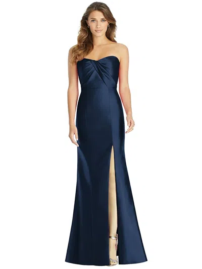 Alfred Sung Strapless Draped Bodice Trumpet Gown In Blue