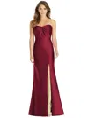 ALFRED SUNG STRAPLESS DRAPED BODICE TRUMPET GOWN