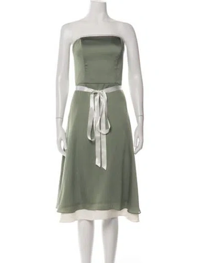 Pre-owned Alfred Sung Strapless Knee-length Dress In Green