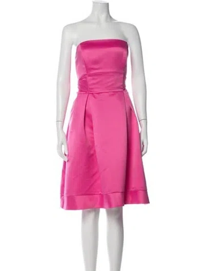 Pre-owned Alfred Sung Strapless Knee-length Dress In Pink
