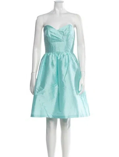 Pre-owned Alfred Sung Strapless Knee-length Dress W/ Tags In Blue