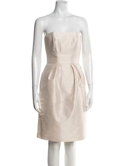 Pre-owned Alfred Sung Strapless Knee-length Dress W/ Tags In Metallic/neutrals