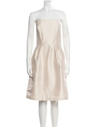 Pre-owned Alfred Sung Strapless Knee-length Dress W/ Tags In Neutral