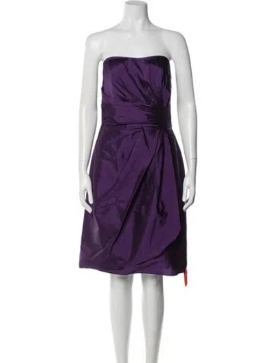 Pre-owned Alfred Sung Strapless Knee-length Dress W/ Tags In Purple