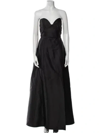 Pre-owned Alfred Sung Strapless Long Dress In Black